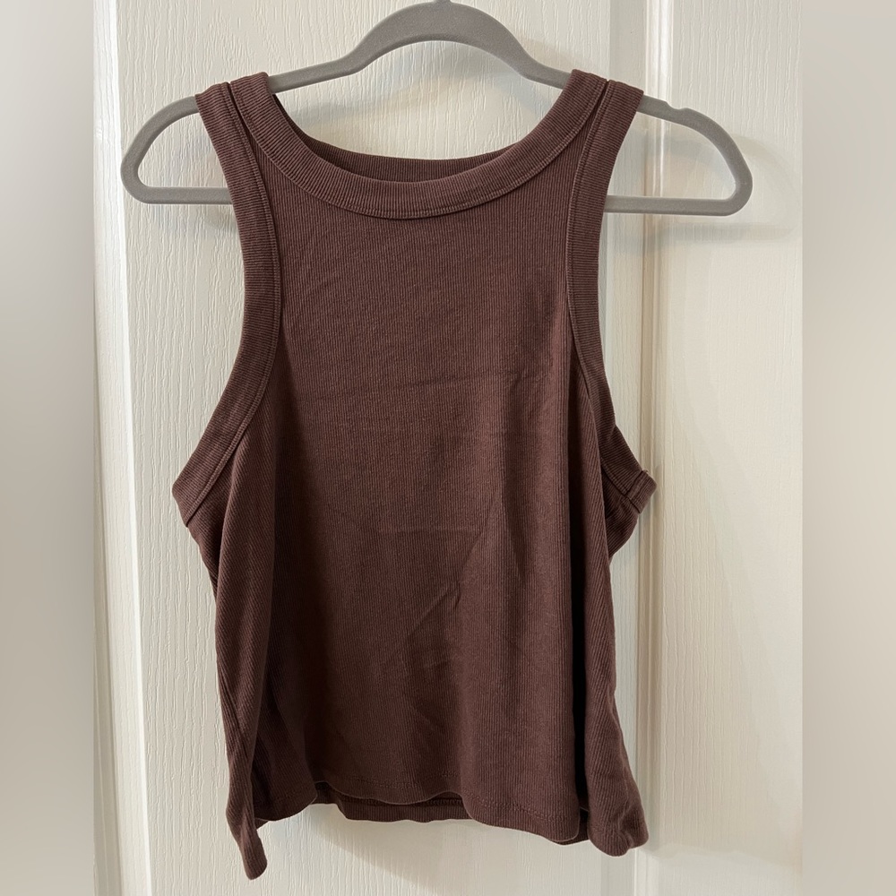 Brown crop tank top
